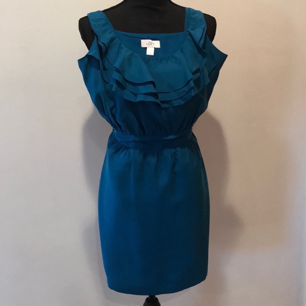 Loft Blue Green Silk Dress